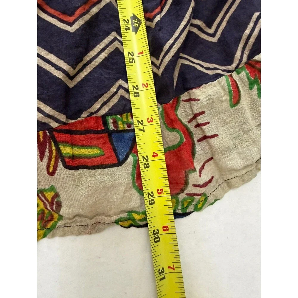Patchwork Midi Skirt India One Size Mixed Prints Drawstring S M L XL Boho Cotton